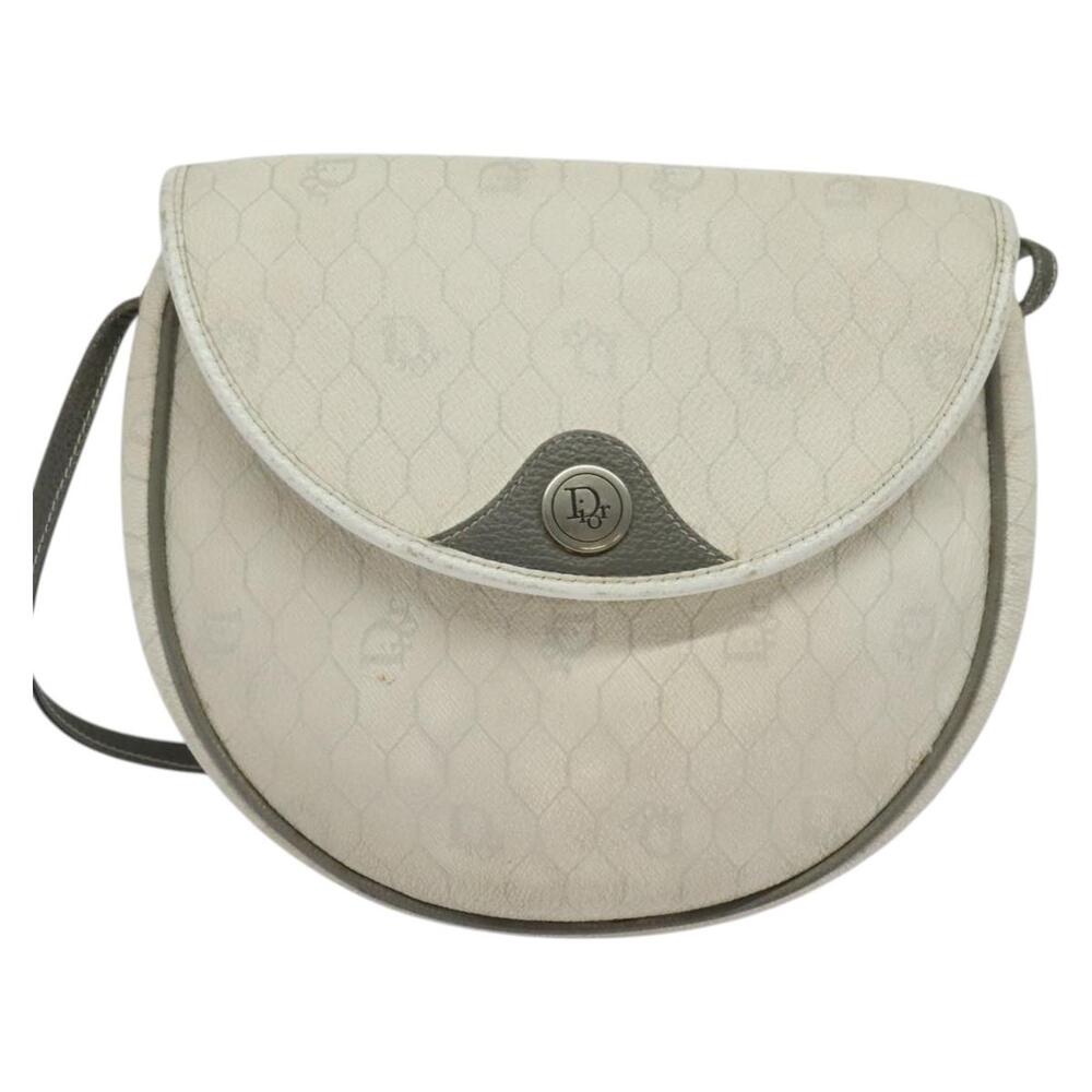 DIOR Honeycomb Canvas Shoulder Bag Pvc White Gold - Picture 2 of 12